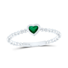 14k Gold 3.4X.4MM-Hs-Em Natural Gemstone Heart Ladies Ring