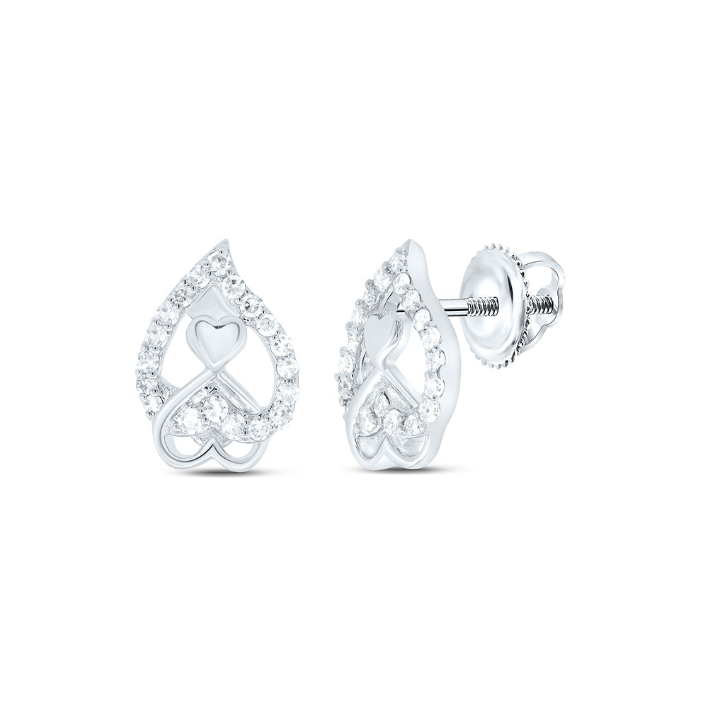 10k Gold 1/6 CTW-Natural Diamond Fashion Heart Earring