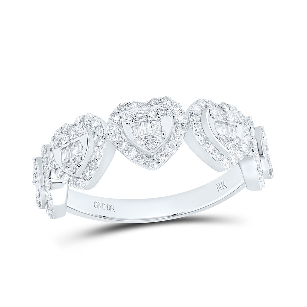 10k Gold 5/8 CTW-Natural Diamond Fashion Heart Ladies Band