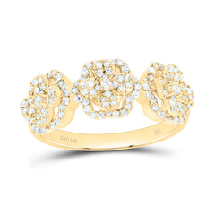 10k Gold 1/2 CTW-Natural Diamond Fashion Flower Ladies Band