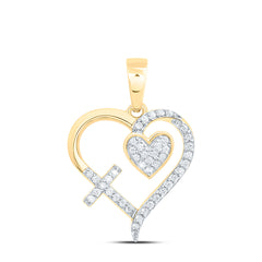 10k Gold 1/5 CTW-Natural Diamond Fashion Cross Heart Pendant