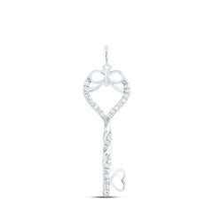 10k Gold 1/8 CTW-Natural Diamond Fashion Heart Key Pendant