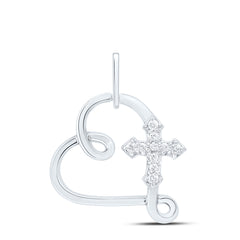10k Gold 1/10 CTW-Natural Diamond Fashion Cross Heart Pendant