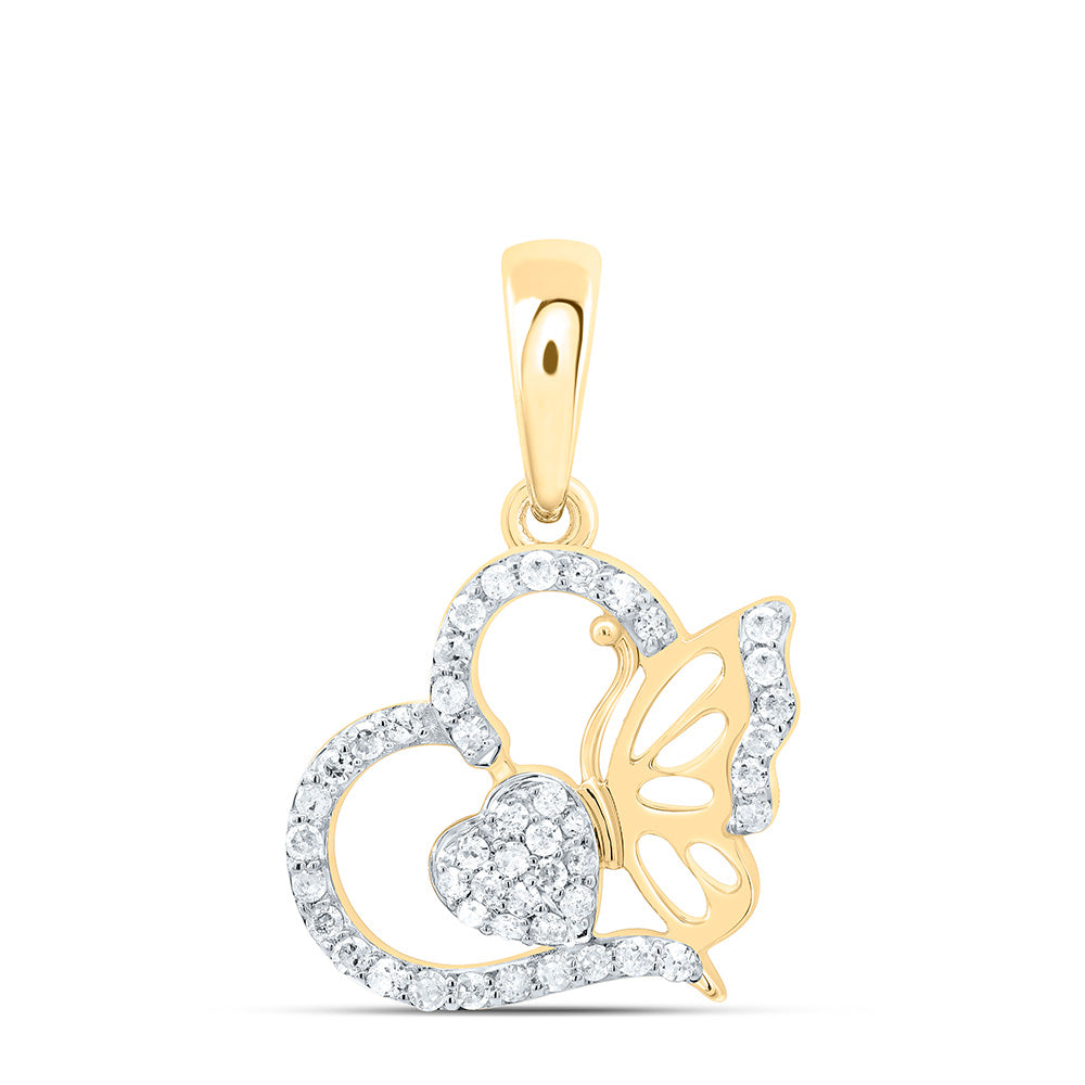 10k Gold 1/6 CTW-Natural Diamond Gift Heart Pendant