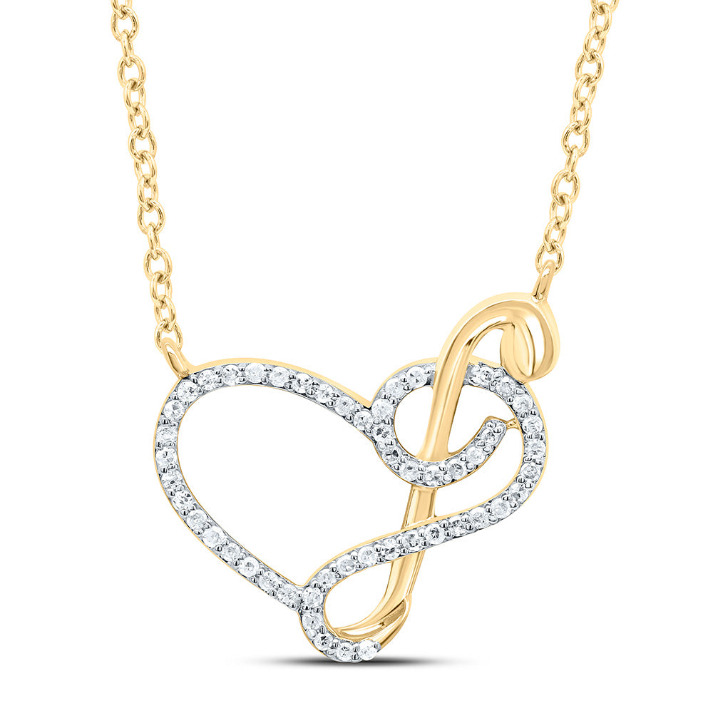 10k Gold 1/6 CTW-Natural Diamond Gift Heart Necklace (18 Inch )