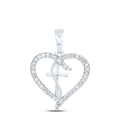 10k Gold 1/5 CTW-Natural Diamond Gift Cross Heart Pendant