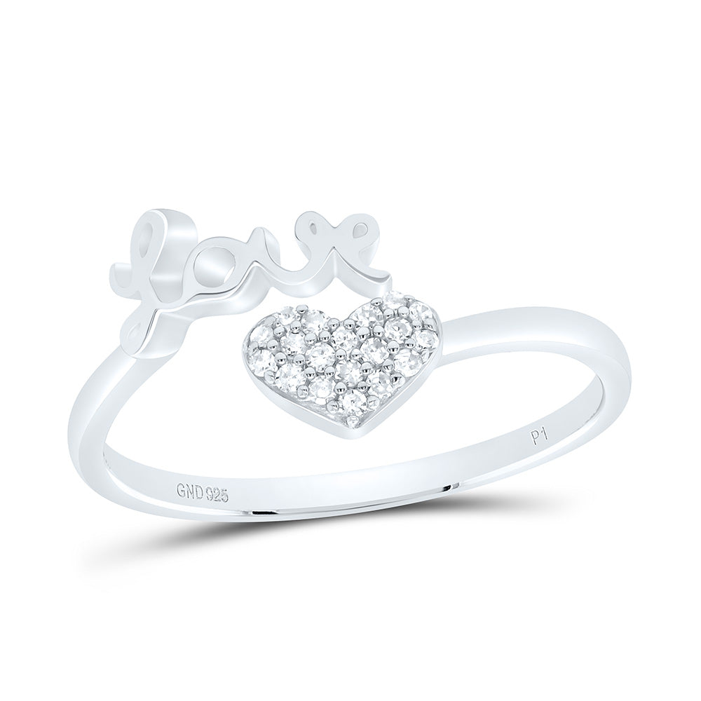 Sterling Silver 1/12 CTW-Natural Diamond Gift Love Heart Ring
