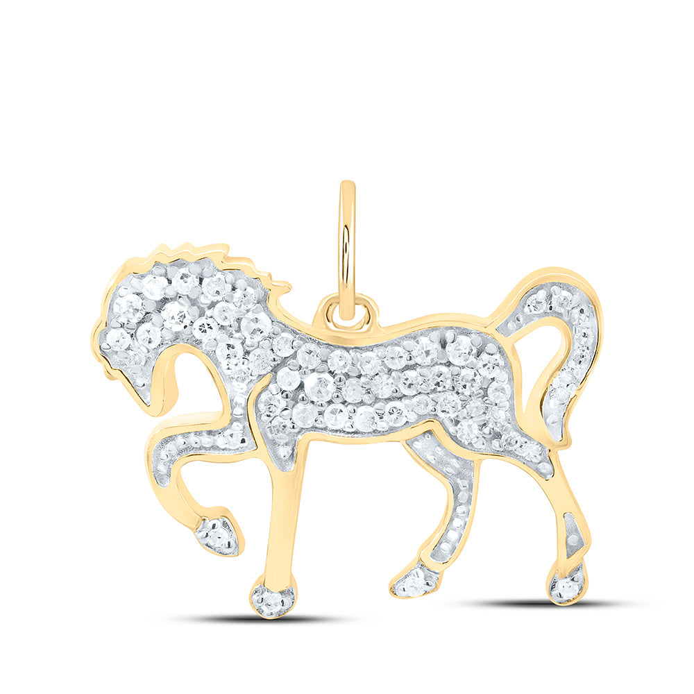 10k Gold 1/4 CTW- Natural Diamond Gift Horse Pendant