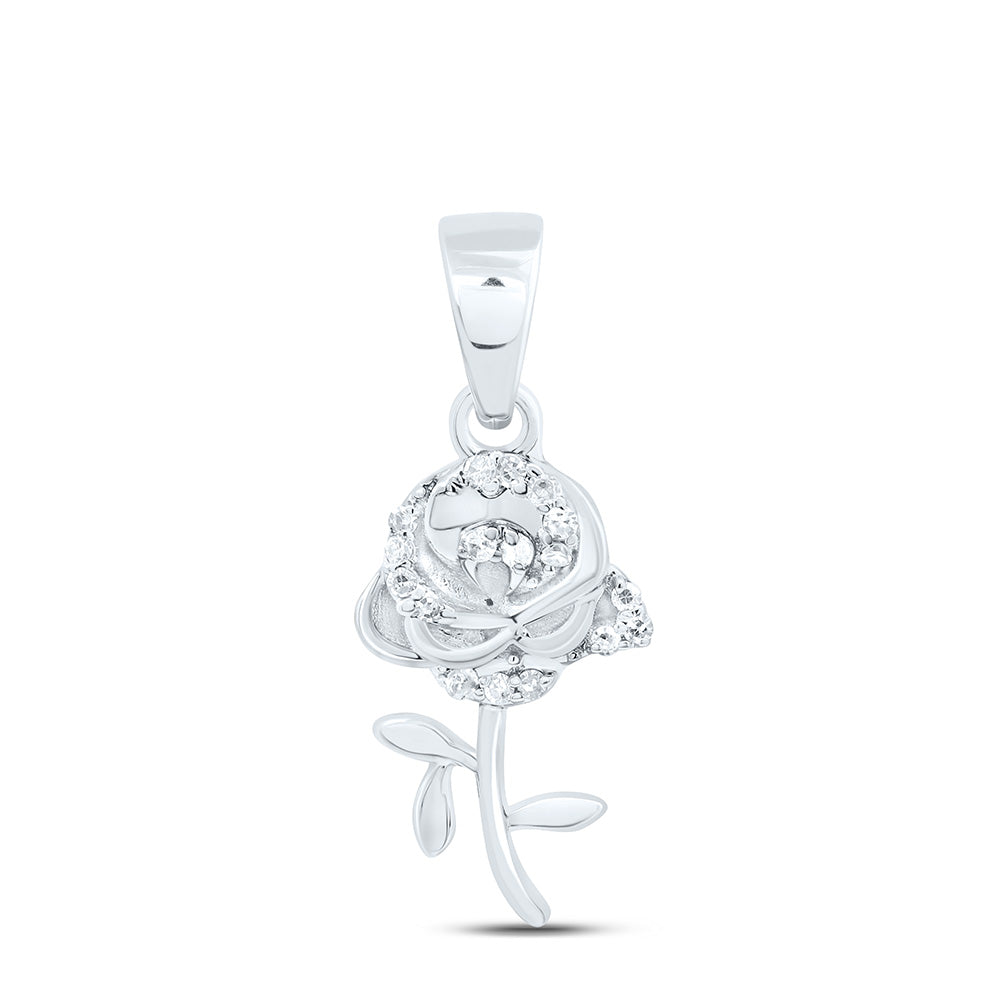 10k Gold 1/20 CTW- Natural Diamond Gift Rose Pendant