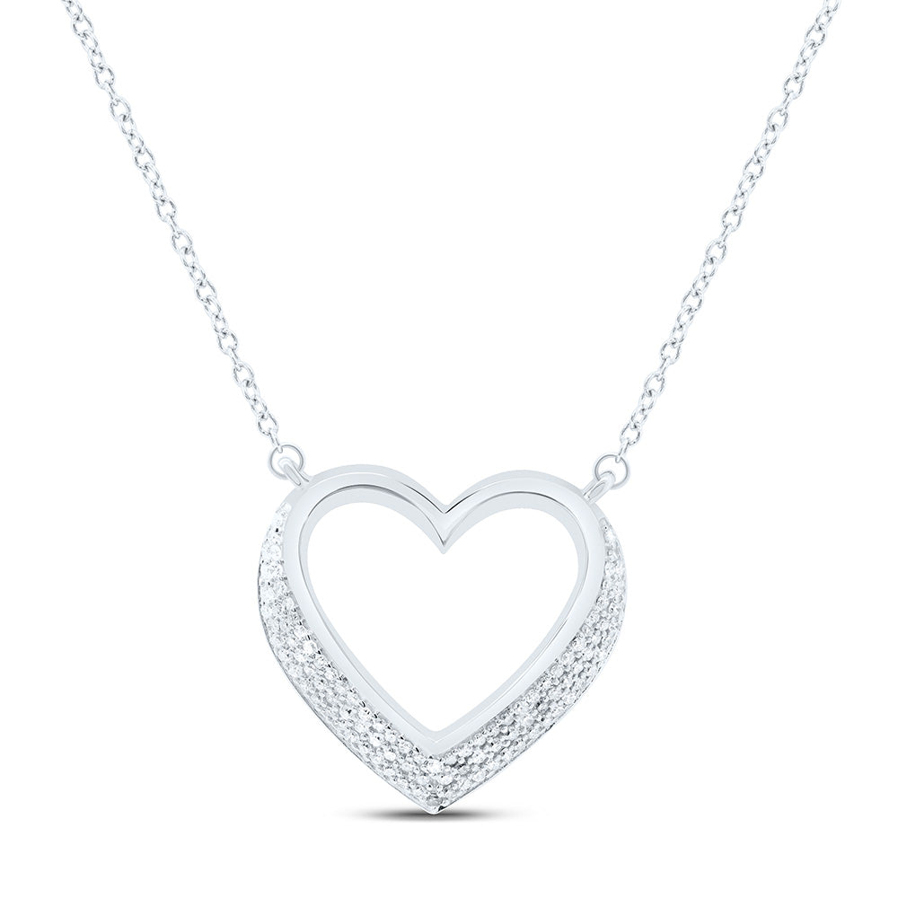 Sterling Silver 1/3 CTW- Natural Diamond Gift Heart Necklace(18 Inch )
