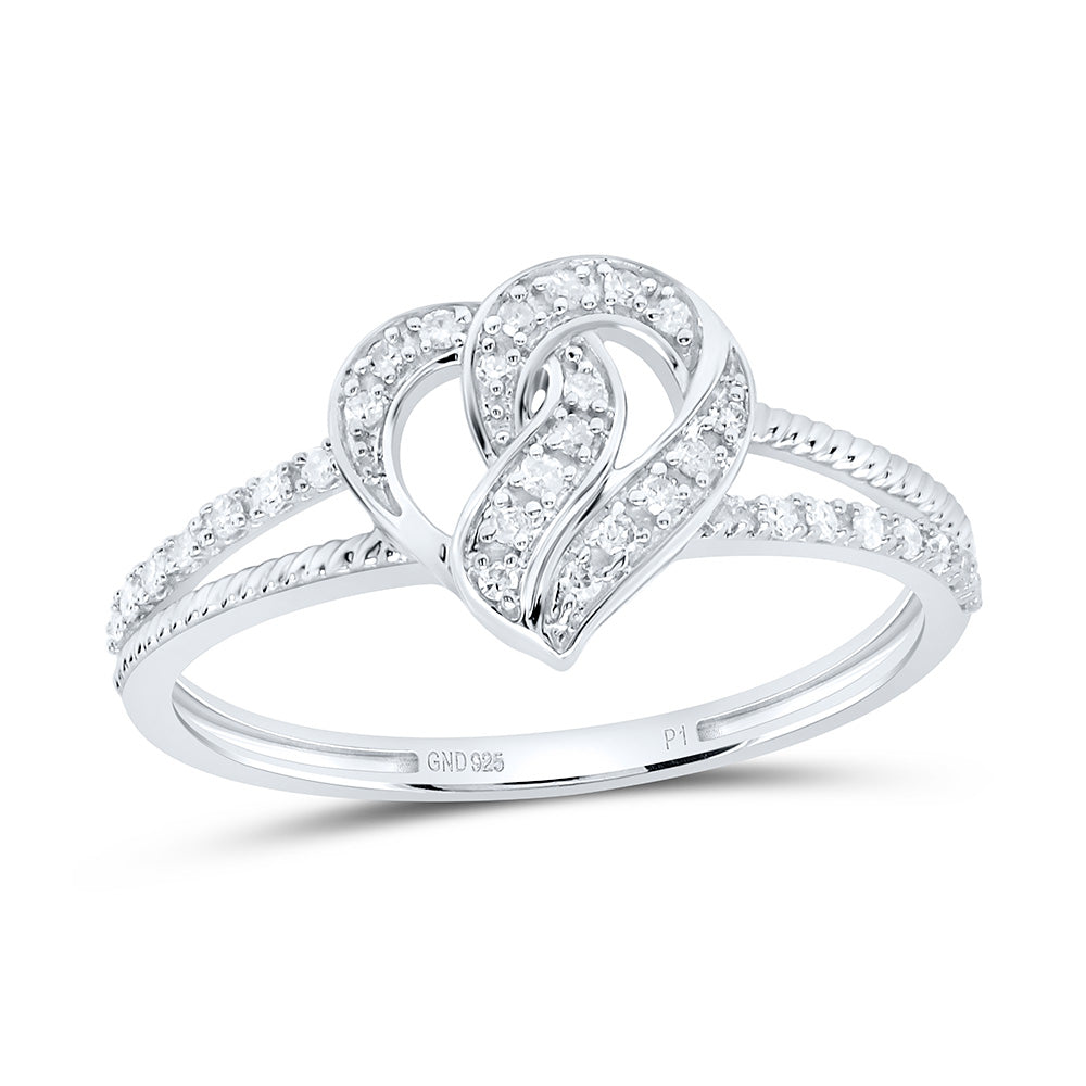 Sterling Silver 1/8 CTW-Natural Diamond Gift Heart Ring