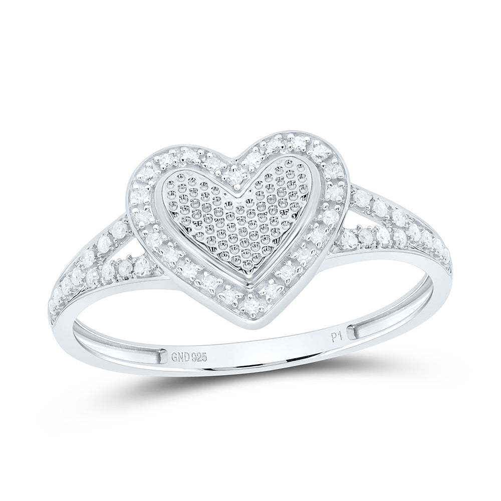Sterling Silver 1/6 CTW-Natural Diamond Gift Heart Ring