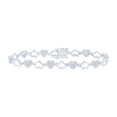 Sterling Silver 1 1/4 CTW-Natural Diamond Gift Heart Bracelet (7 Inch )