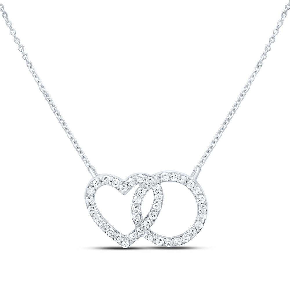 10k Gold 1/5 CTW-Natural Diamond Gift Round Heart Necklace (18 Inch )