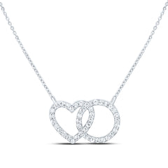 10k Gold 1/5 CTW-Natural Diamond Gift Round Heart Necklace (18 Inch )