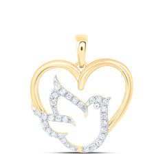 10k Gold 1/6 CTW-Natural Diamond Gift Bird Heart Pendant