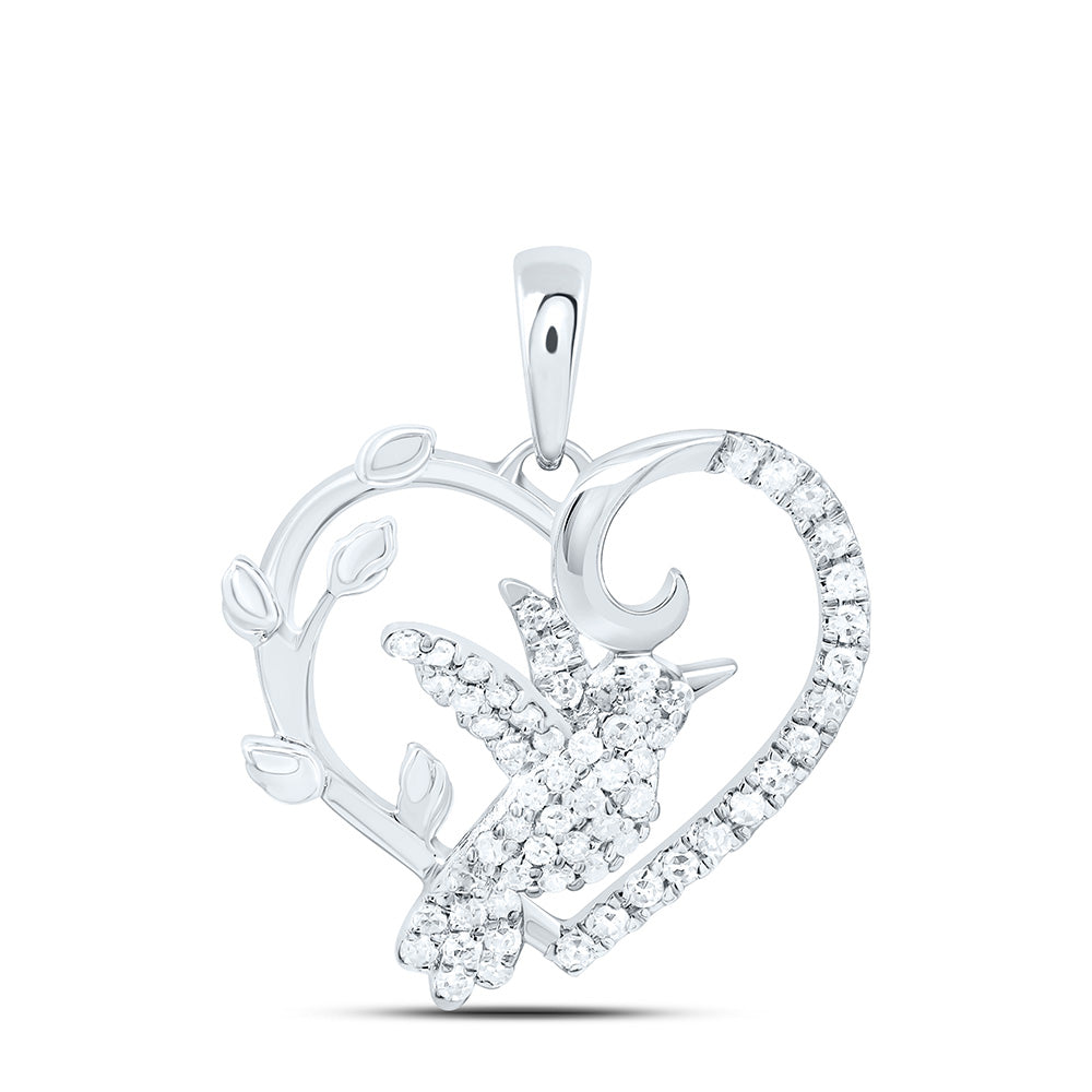 10k Gold 1/4 CTW-Natural Diamond Gift Bird Heart Pendant