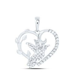 10k Gold 1/4 CTW-Natural Diamond Gift Bird Heart Pendant