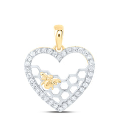10k Gold 1/5 CTW-Natural Diamond Gift Honeycomb Heart Pendant