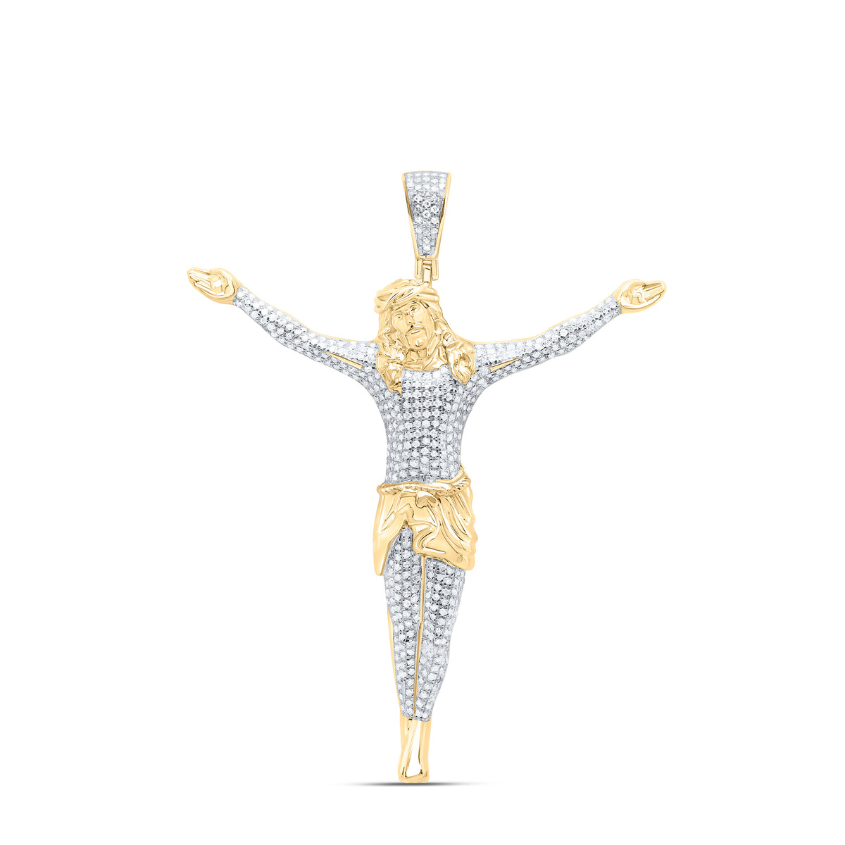 10k Gold 1 CTW-Natural Diamond Jesus Mens Charm