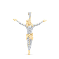 10k Gold 1 CTW-Natural Diamond Jesus Mens Charm