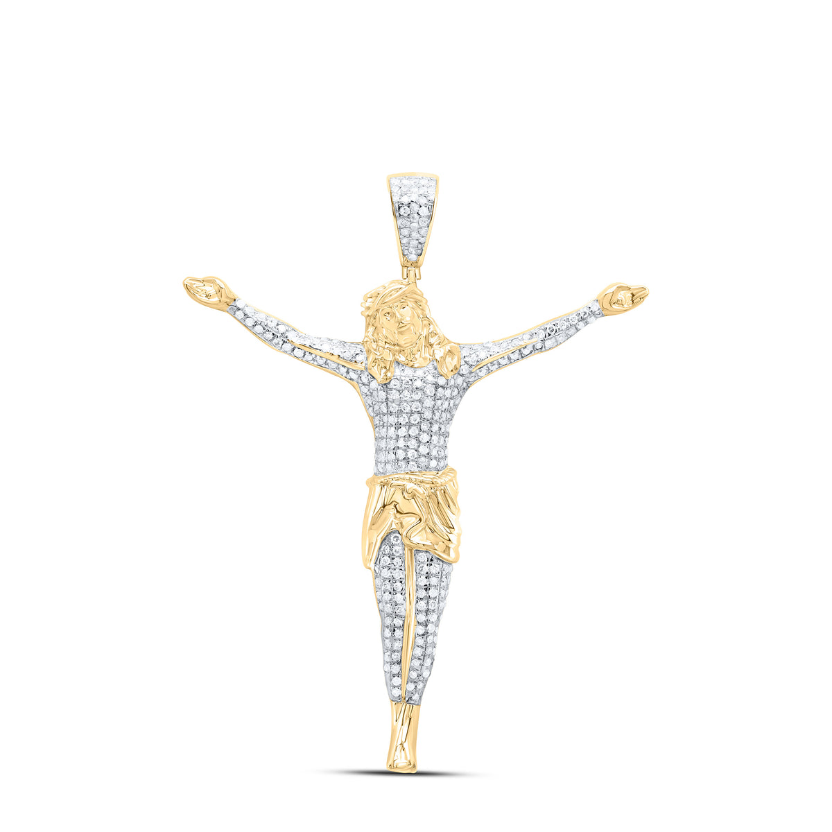 10k Gold 1/2 CTW-Natural Diamond Jesus Mens Charm
