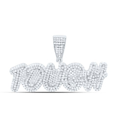 Sterling Silver 1 5/8 CTW-Natural Diamond Gift "Tough" Mens Charm