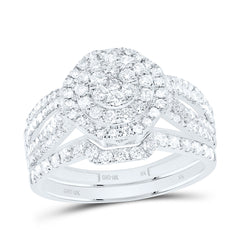 10k Gold 1 CTW-Natural Diamond Fashion Octagon Double Halo Bridal Set