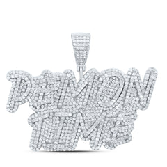 Sterling Silver 2 7/8 CTW-Natural Diamond Gift"Demon Time "Mens Charm