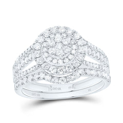 10k Gold 1 CTW-Natural Diamond Fashion Round Double Halo Bridal Set