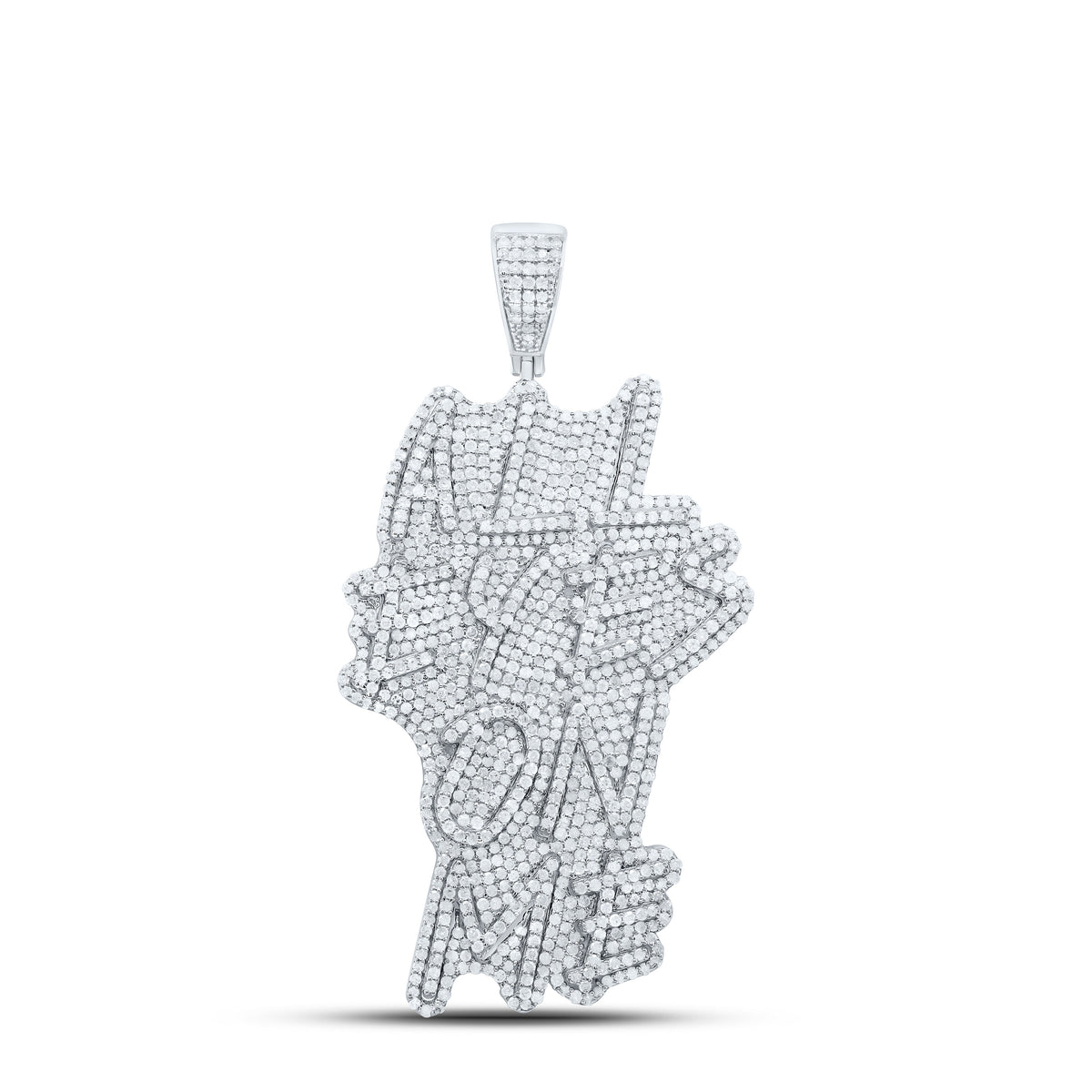 Sterling Silver 3 1/2 CTW-Natural Diamond Gift"All Eyes On Me" Mens Charm