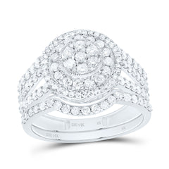 14k Gold 1 1/4 CTW-Natural Diamond Fashion Round Double Halo Bridal Set