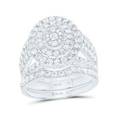 14k Gold 1 3/4 CTW-Natural Diamond Fashion Oval Double Halo Bridal Set