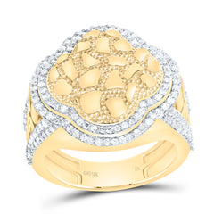 10k Gold 3/4 CTW-Natural Diamond Fashion Nugget Clover Ring