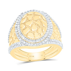 10k Gold 7/8 CTW-Natural Diamond Nugget Oval Men'S Ring