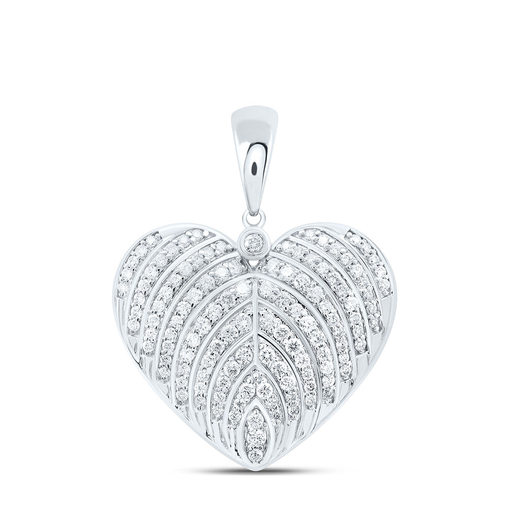 10k Gold 7/8 CTW-Natural Diamond Fashion Heart Pendant
