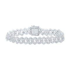 Sterling Silver 4 CTW-Natural Diamond 12.40MM Cuban Men'S Bracelet (8 Inch )