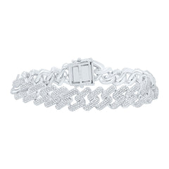 Sterling Silver 4 CTW-Natural Diamond (14 MM) Cuban Men'S Bracelet (8 Inch )