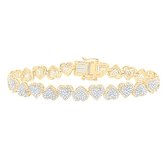 10k Gold 2 1/2 CTW-Natural Diamond Fashion Heart Bracelet (7 Inch )