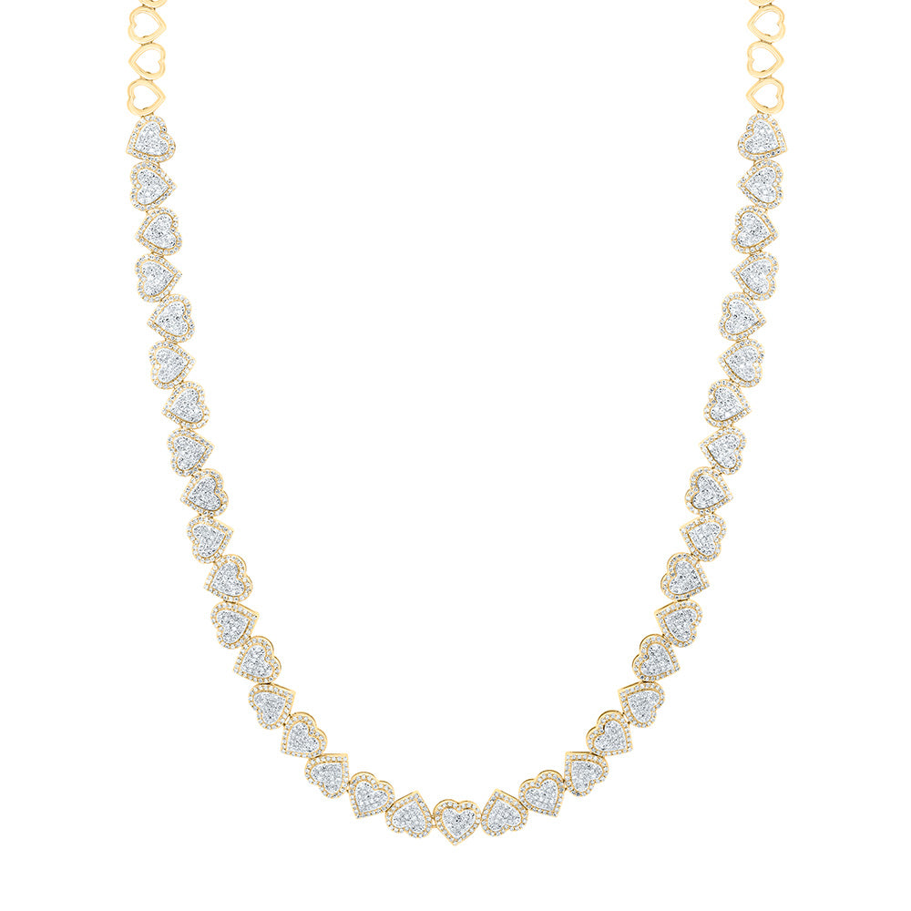 10k Gold 4 CTW-Natural Diamond Fashion Heart Necklace (18 Inch )