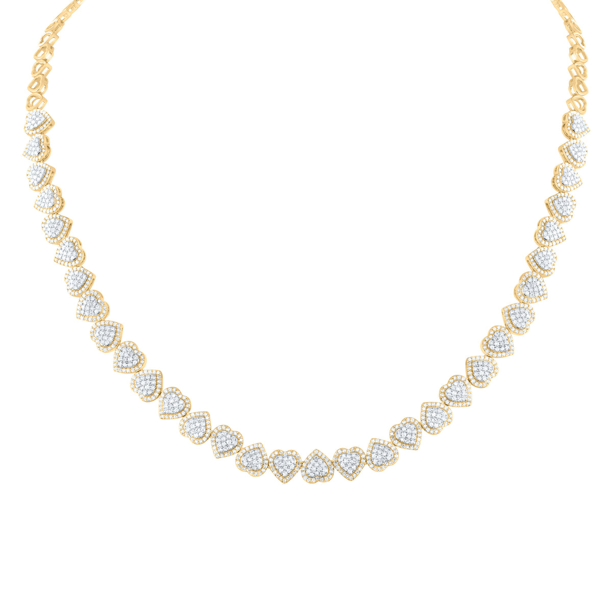 14k Gold 3 3/8 CTW-Natural Diamond Fashion Heart Necklace (18 Inch )