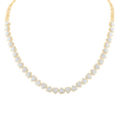 14k Gold 3 3/8 CTW-Natural Diamond Fashion Heart Necklace (18 Inch )