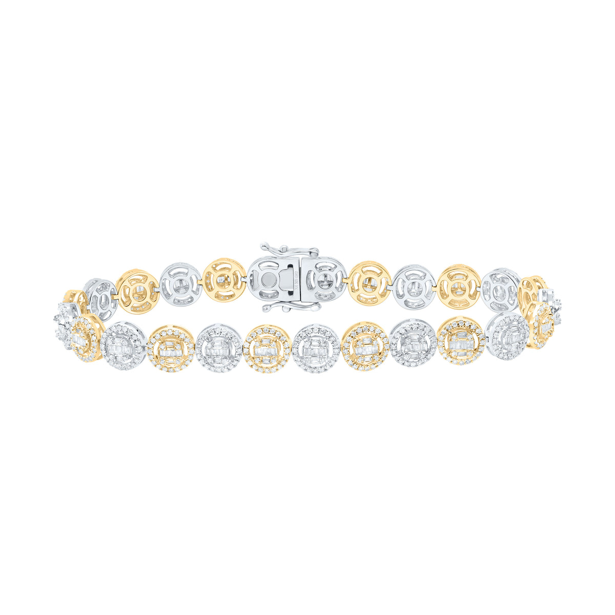 10k Gold 2 5/8 CTW-Natural Diamond Mens Round Bracelet (8 Inch )
