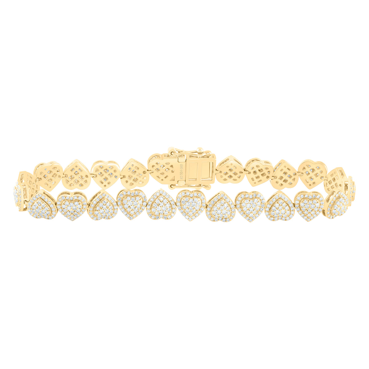 14k Gold 2 3/4 CTW-Natural Diamond Fashion Heart Bracelet (7 Inch )