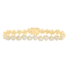 14k Gold 2 3/4 CTW-Natural Diamond Fashion Heart Bracelet (7 Inch )