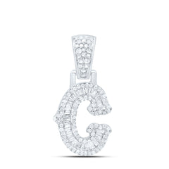 Sterling Silver 3/8 CTW-Natural Diamond P2P3 Gift (15MM) Initial "C" Pendant