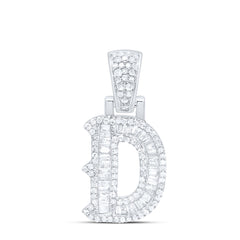 Sterling Silver 1/2 CTW-Natural Diamond P2P3 Gift (15MM) Initial "D" Pendant