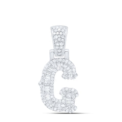 Sterling Silver 3/8 CTW-Natural Diamond P2P3 Gift (15MM) Initial "G" Pendant
