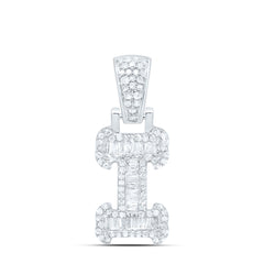 Sterling Silver 1/3 CTW-Natural Diamond Gift (15MM) Initial "I" Pendant