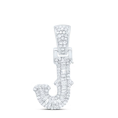 Sterling Silver 1/3 CTW-Natural Diamond Gift (15MM) Initial "J" Pendant
